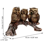 Eunoia Crafts 3 Owl Sitting on Branch Antique Finish Handcrafted Polyresin Decorative Showpiece