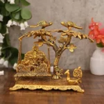 Oxide Metal Golden (Gold Plated) Ladu Gopal Jhula, For Temple