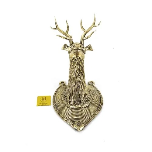 Golden Unique Brass Deer Head Handmade Art, For Home