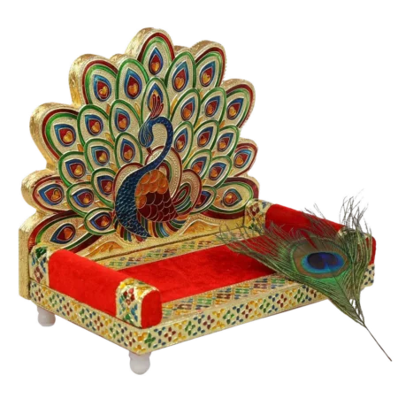 Wooden Polished Peacock Sihasan, For Decoration