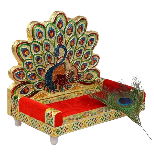 Wooden Polished Peacock Sihasan, For Decoration